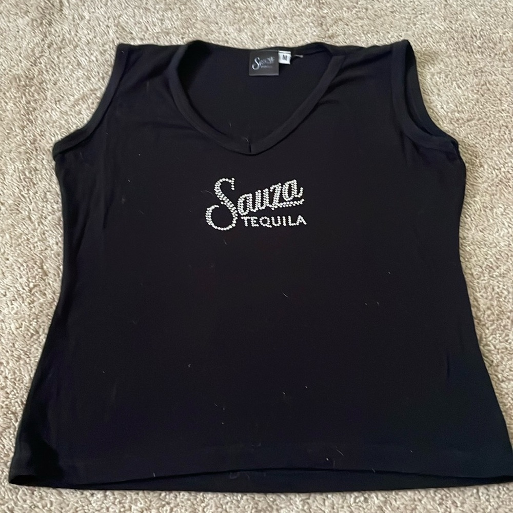Rare Sauza Tequila black sleeveless tank top Medium